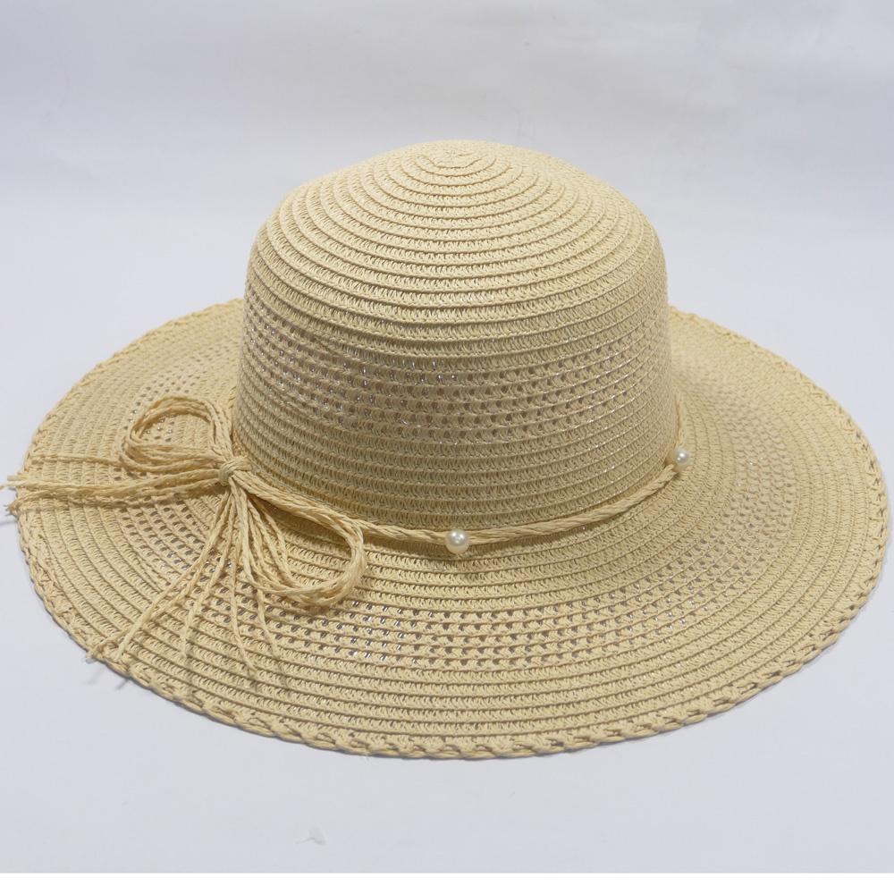 Nón Cói vành rộng 10cm, vòng đầu53-58,59cm - chất liệu cói thắt nơ hoạ tiết ngọc xung quanh thích hợp cho chị em phụ nữ
