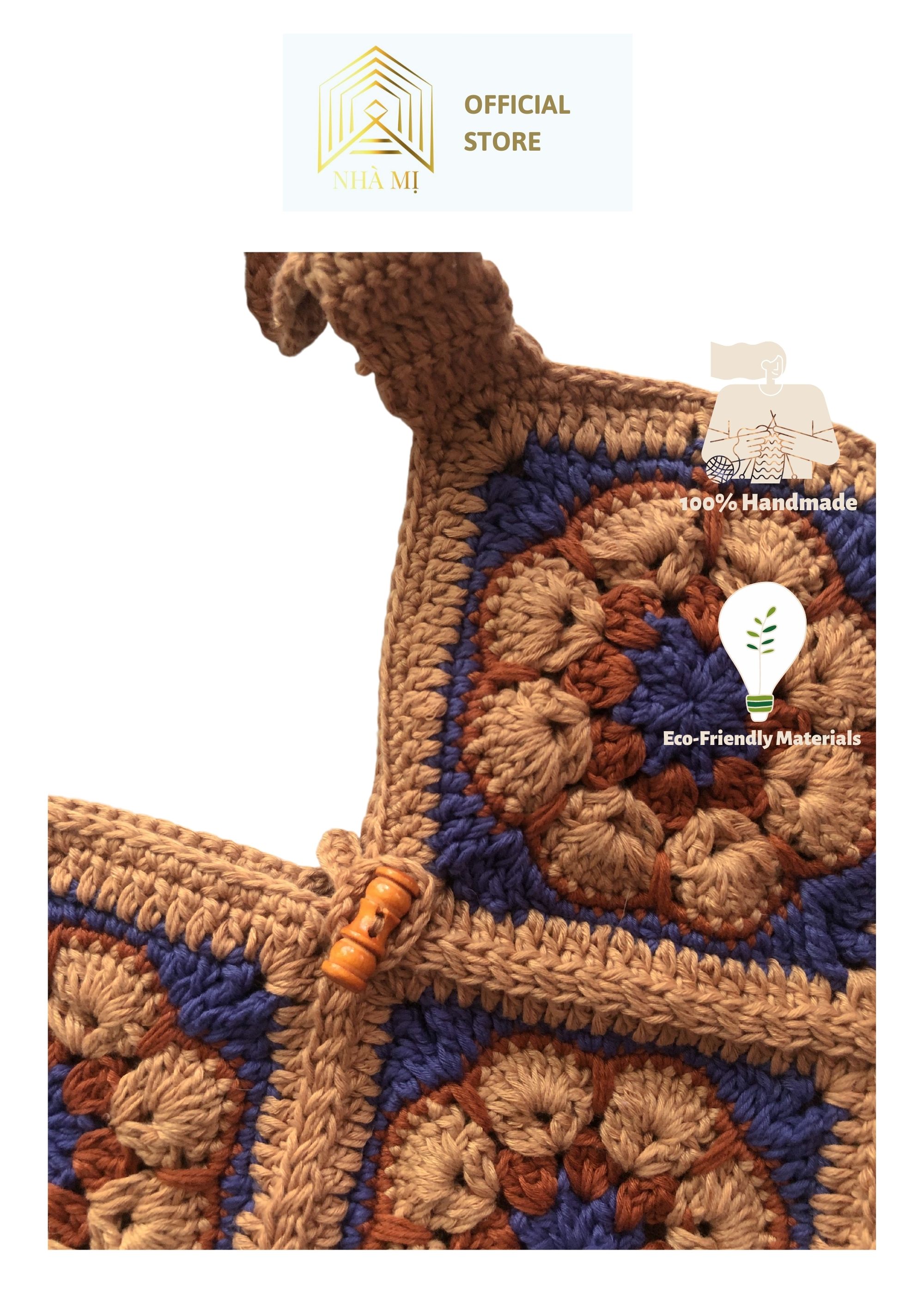 NHÀ MỊ - Túi Xách handmade Len Đan Móc Thủ Công - African Flower Crochet Bag