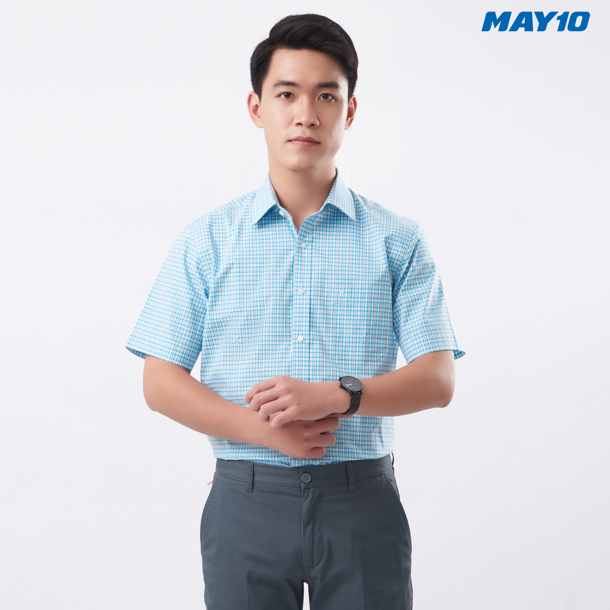 Áo sơ mi nam cộc tay May 10 form Regular mã 010121194LT 463