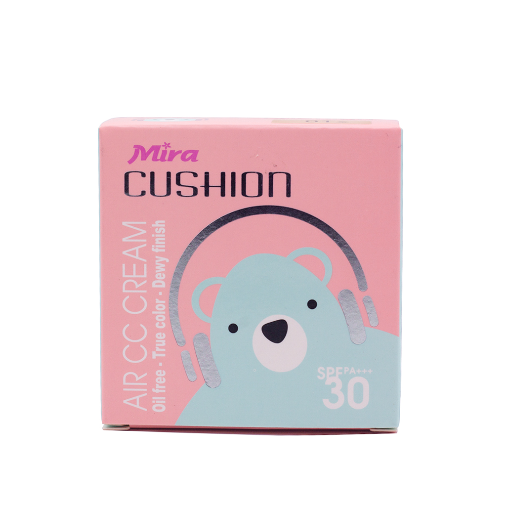 Phấn nước kiềm dầu Hàn Quốc cao cấp Mira Cushion Air CC Cream + Tặng Mút Bông Tán Kem Nền, Phấn Siêu Mềm Mịn Mira Culous (2 miếng/ túi) – Hàng Chính Hãng