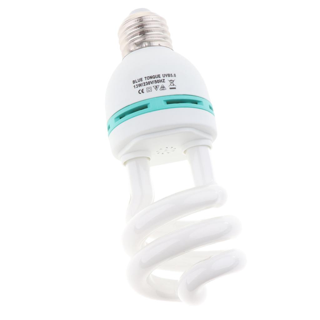E27 Reptile Amphibian Small Pet Habitat Lighting UVB 5.0 Lamp Heat Light 13W