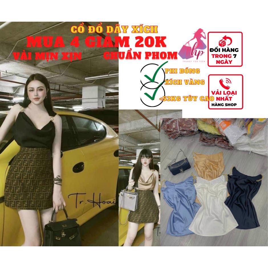 áo 2 dây nữ kiểu ôm body cổ đổ phối xích vàng kiểu hàn quốc thời trang 2022
