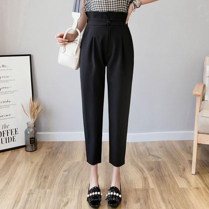 Quần Baggy cạp bèo lưng cao - chất vải tuyết mưa dày dăn, co giãn ít - Có 3 màu Vàng - Đen - Kem