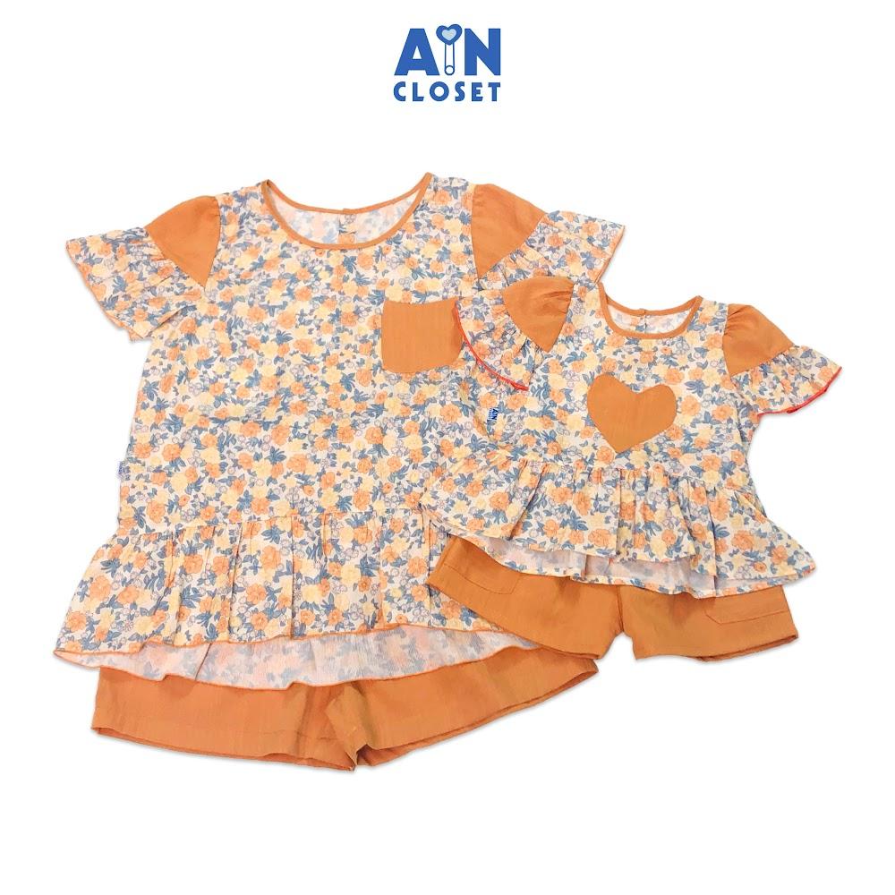 Bộ quần áo ngắn bé gái họa tiết Hoa Mẫu đơn cam đũi xược - AICDBGFUNHRO - AIN Closet