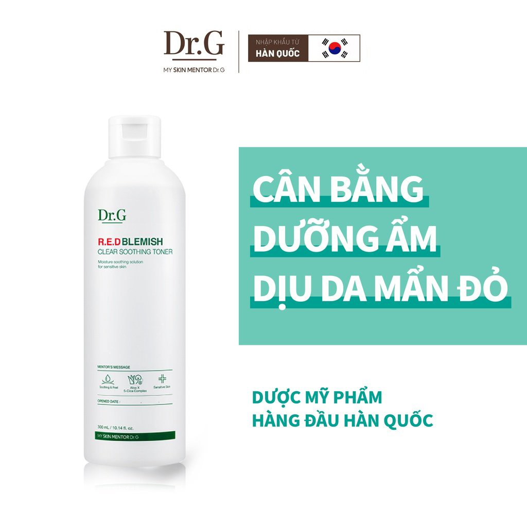 Nước Cân Bằng Dr.G 300ml Dưỡng Ẩm, Làm Dịu Da R.E.D Blemish Clear Soothing Toner 300ml