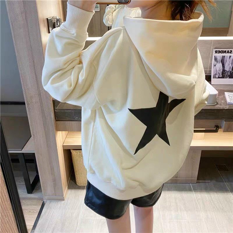 ÁO KHOÁC NỈ FORM RỘNG UNISEX NAM NỮ - LOGO IN HỌA TIẾT NGÔI SAO , CỰC SANG - THỜI TRANG NAM NỮ HOTTREND CHO CÁC BẠ