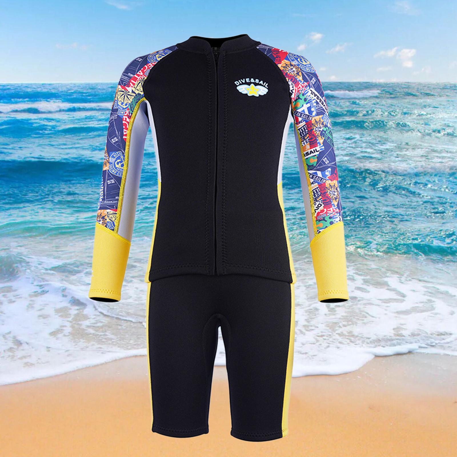 Split Wetsuit Kids Long Sleeve Wet Suit for Water Sports Canoeing Snorkeling