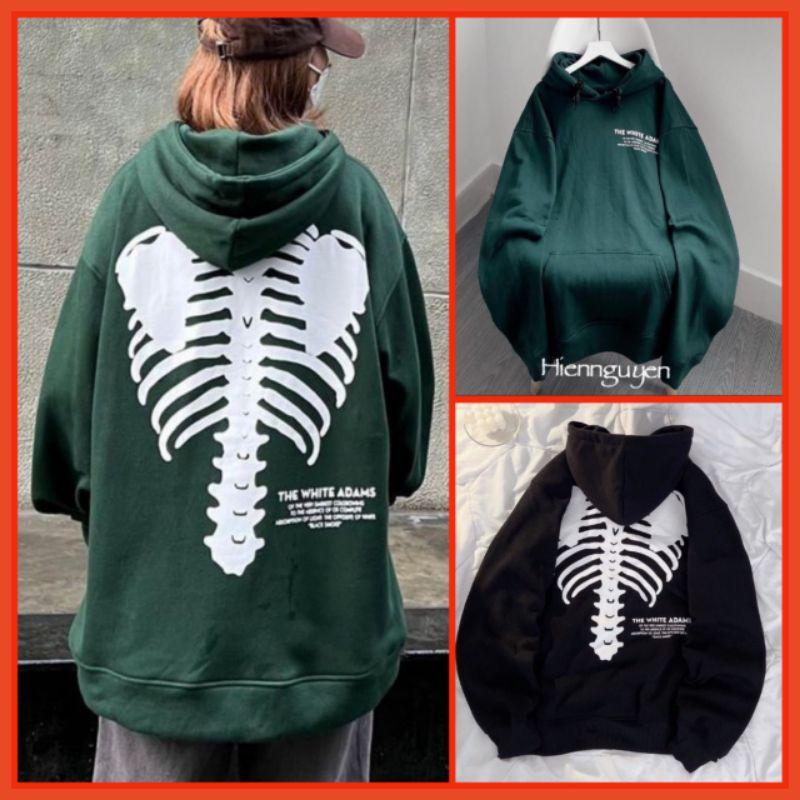Áo Hoodie Lưng Xương Unisex  Nỉ kiểu form rộng tay bồng dáng đường phố học sinh hàn quốc