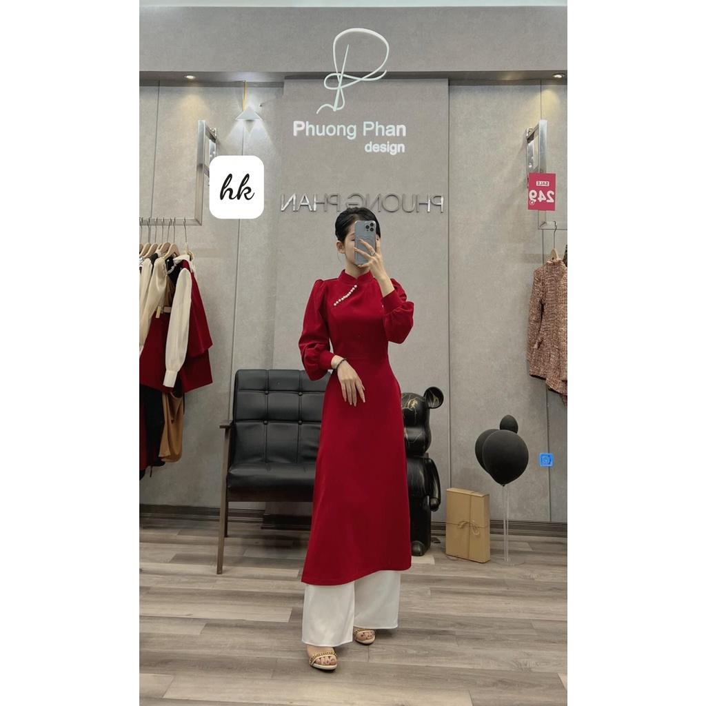 Áo dài đỏ truyền thống cách điệu, Áo dài tết- December Fashion