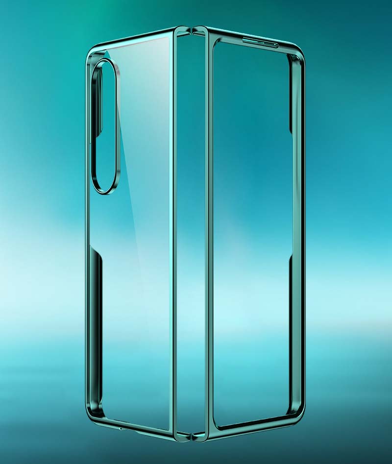 Ốp lưng dành cho samsung Z Fold 4 galaxy trong suốt viền mạ crom cao cấp