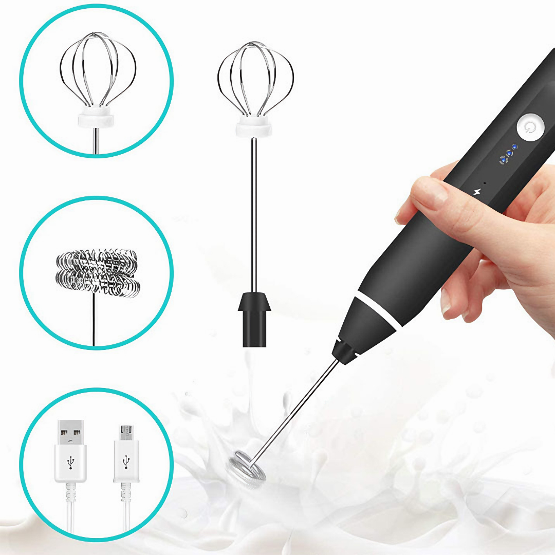 Máy đánh trứng KG86 tạo bọt cà phê mini cầm tay dễ sử dụng 2 trong 1 tích hợp cổng sạc usb - Hàng chính hãng