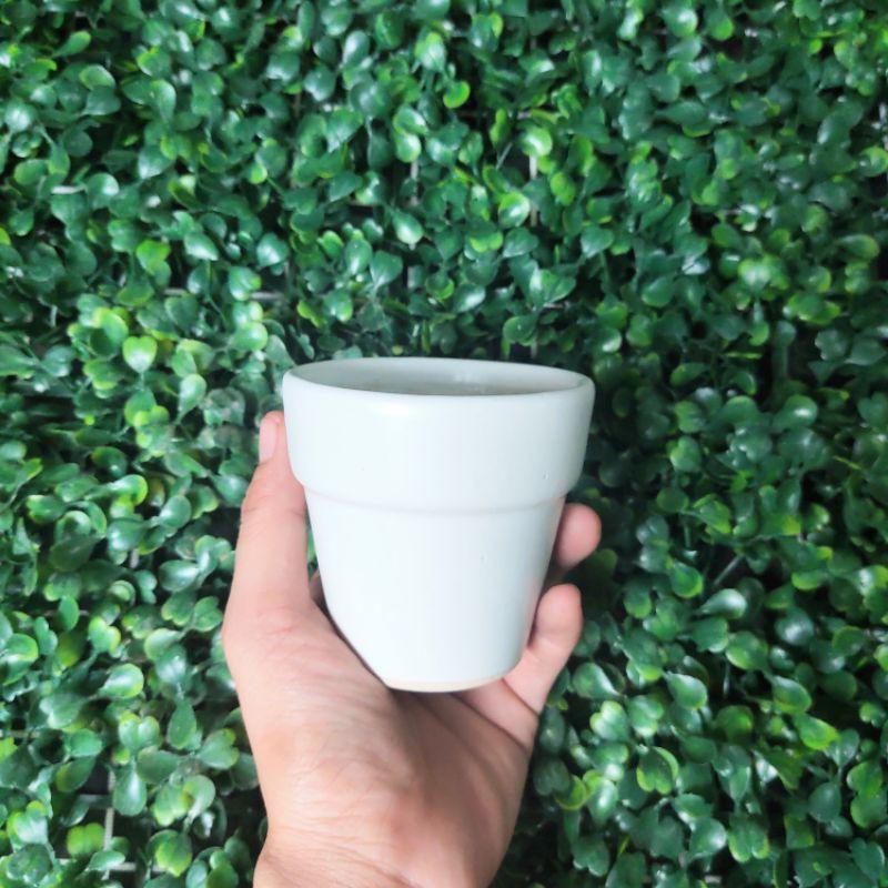 Chậu trồng cây hình xô đai, chậu sứ Bát Tràng đẹp, chậu cây phong thủy, chậu cây để bàn