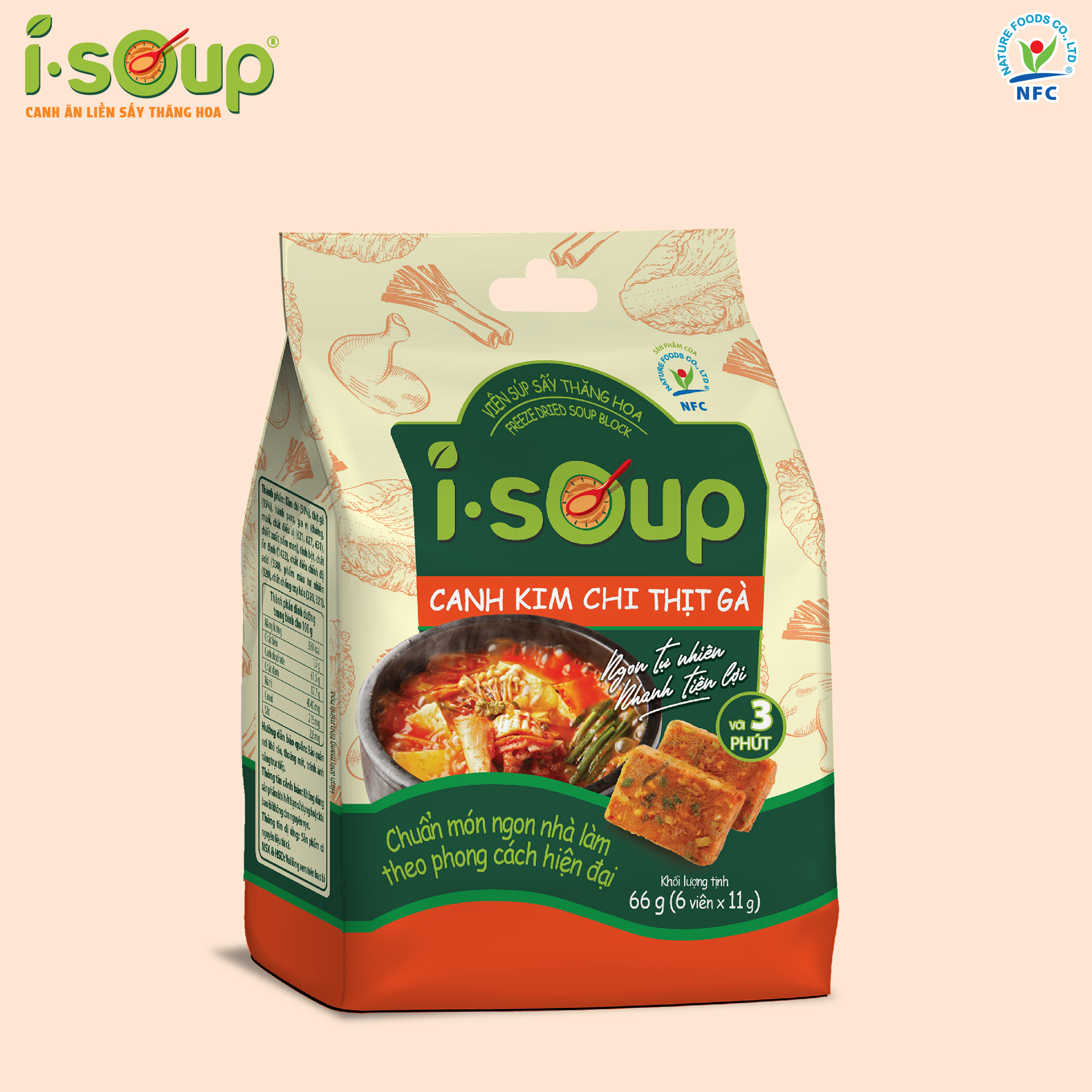 Combo 3 Túi Canh ISOUP (Cải Chua + Kim Chi+ Rong Biển) - Canh Ăn Liền Sấy Thăng Hoa