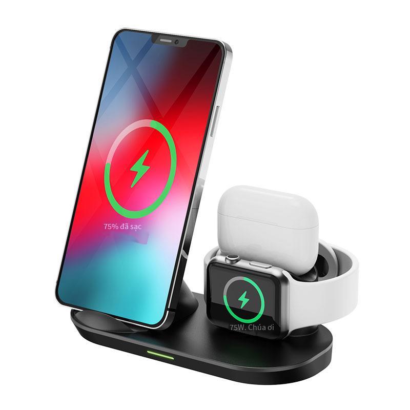 Phong cách mới nhất ba trong một sạc không dây điện thoại di động đồng hồ tai nghe sạc không dây từ tính sạc nhanh sạc không dây sáu trong một