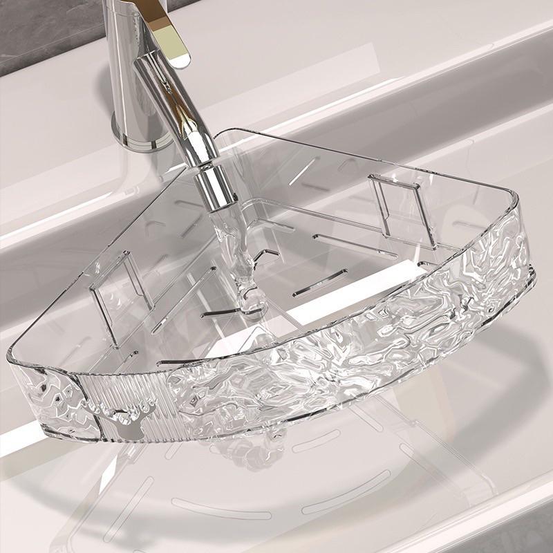 Kệ góc nhựa trong ABS dán tường đa năng cao cấp 2311 | Giá đựng đồ nhà tắm, nhà bếp vân sần mẫu mới