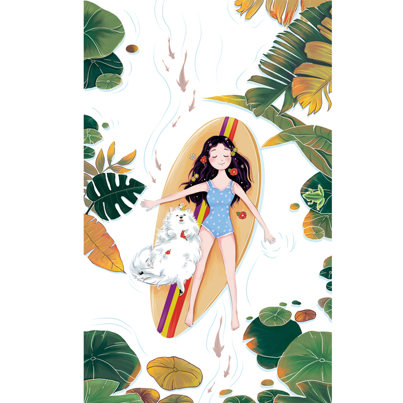 Sticker Giấy Dán Tường Decal Dán tường Tranh Dán Tường Trang Trí Tường Mẫu Tắm Nắng Thư Giãn ZDB-2493