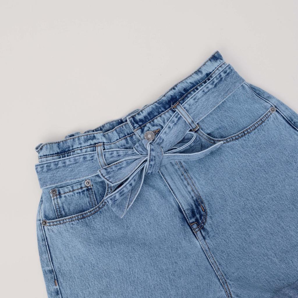 Quần Short Jean Nữ Kiểu Dáng Lưng Chun Thiết Kế Thắt Lưng Nơ Thời Trang X70 - 04560004