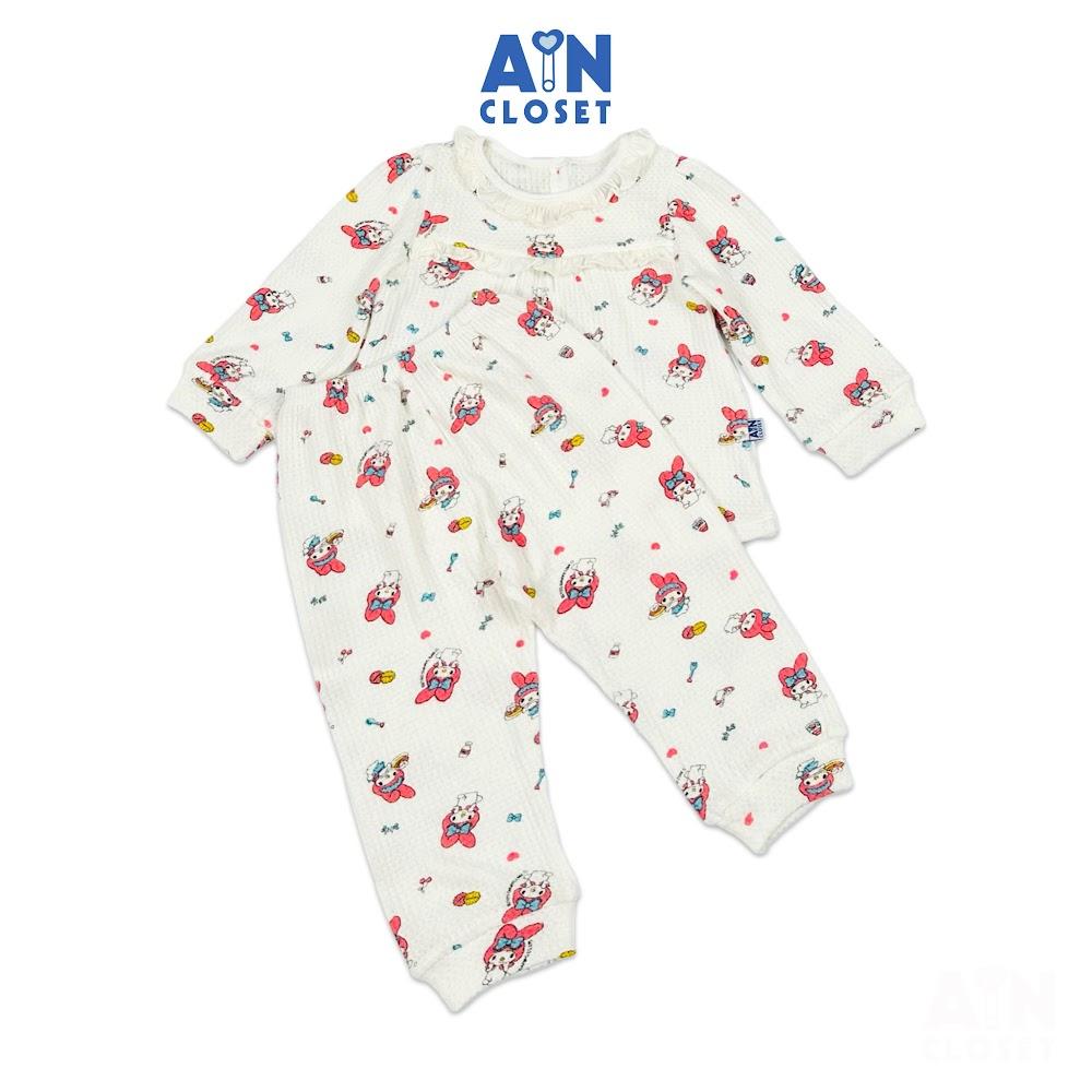 Bộ quần áo Dài bé gái họa tiết Thỏ My Melody Trắng thun cotton - AICDBGKFGBQN - AIN Closet