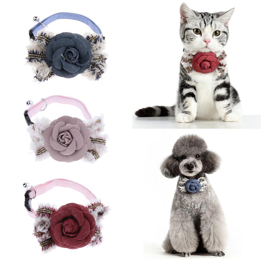 Small Medium Dog Adjustable Collar Flower Bowtie, Daily Dog Grooming Costume