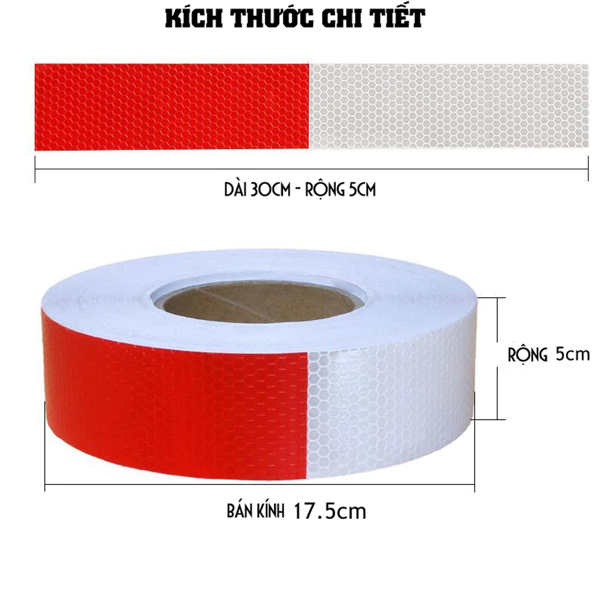 Cuộn Phản Quang 2 Màu Đỏ Trắng Bóc Dán Cho Xe Tải, Xe Container, Xe Hơi, Xe Ô tô Dài 45 Mét/ Cuộn Giúp An Toàn Ban Đêm Mai Lee