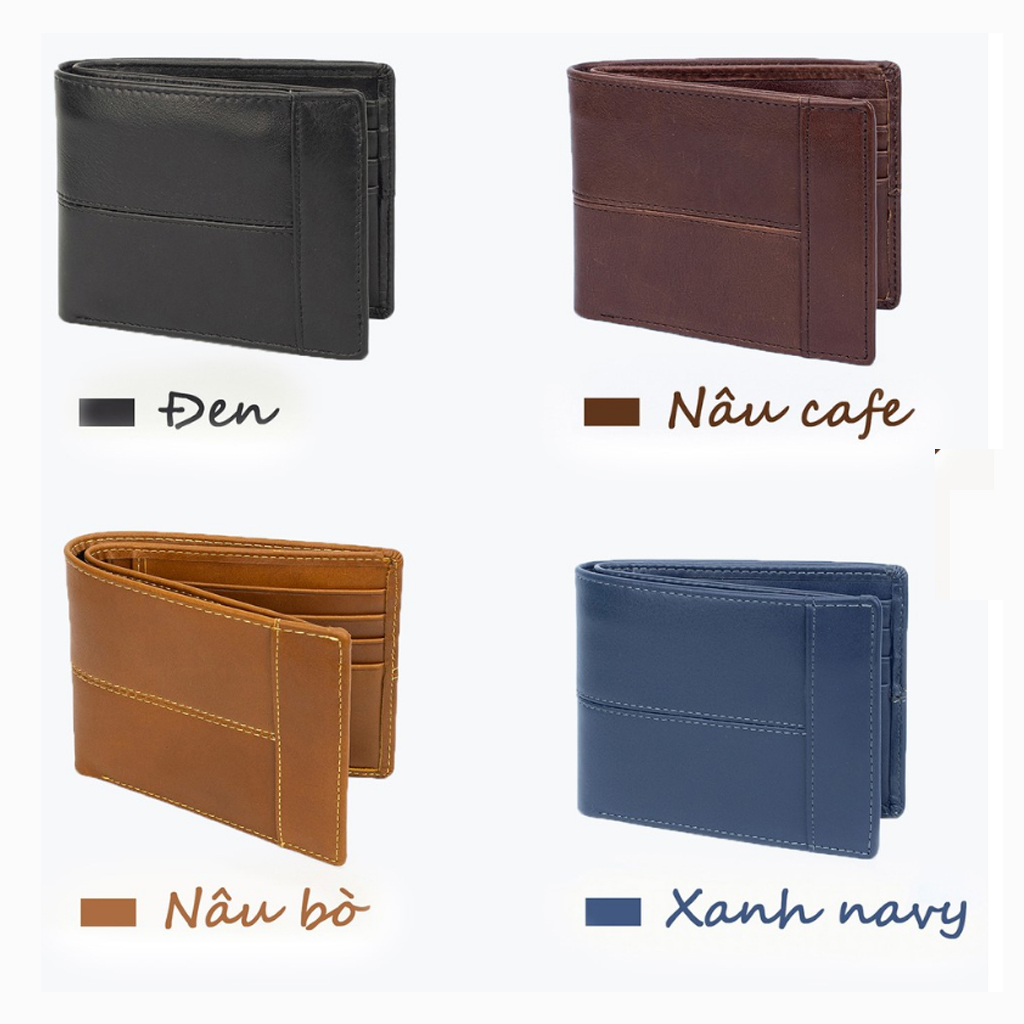 Ví da nam SKYV106 cao cấp da bò chỉ kẻ