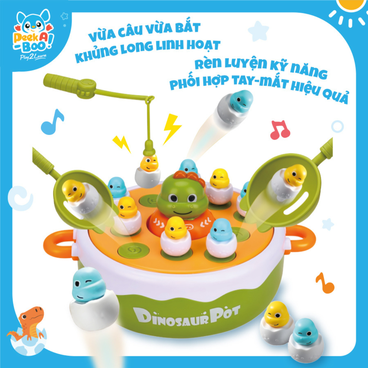 Đồ Chơi Bắt Và Câu Khủng Long 5 Trong 1 Cho Bé PEEK A BOO PAB053