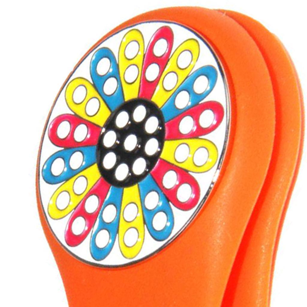 2xMagnetic Golf Hat Clip Golf Ball Marker with Detachable Pattern Plate Orange