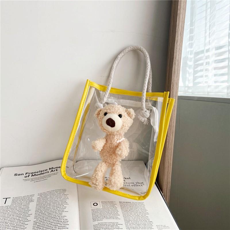 Summer Small Square Bag Korean Fashion Plastic Bag Bear Portable Beach Shoulder Bag