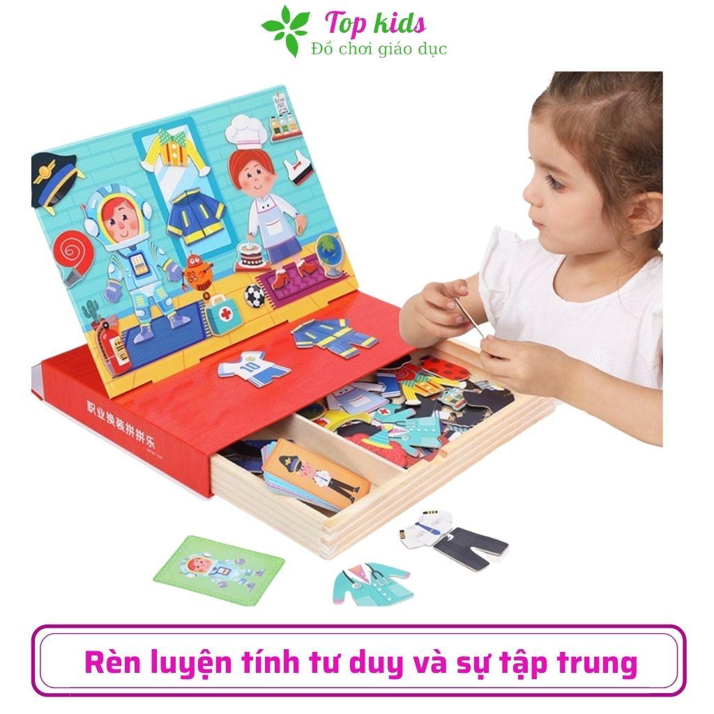 Bộ xếp hình nam châm đồ chơi gỗ cho bé gái 1 2 3 4 5 tuổi bộ lắp ghép thời trang trò chơi thông minh trí tuệ