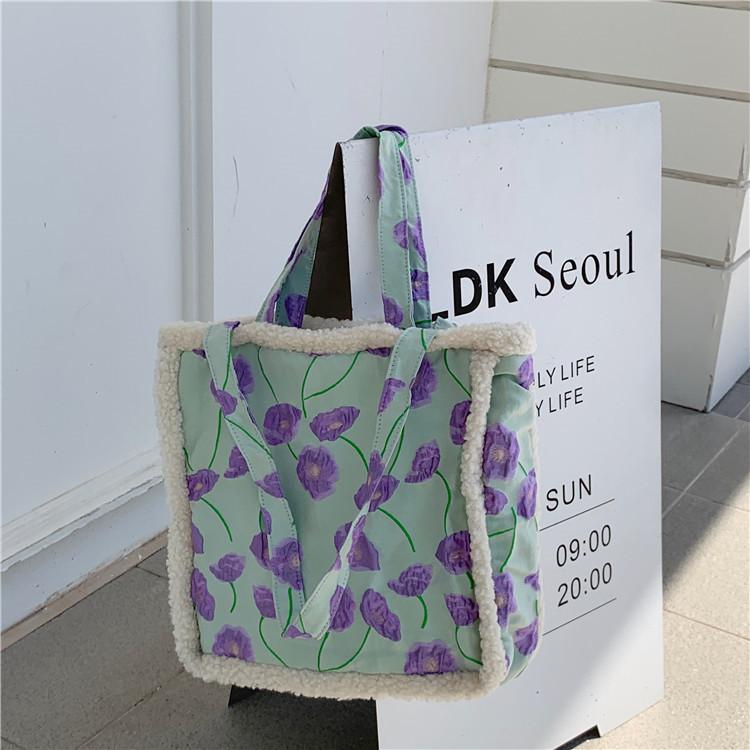 Retro Công Suất Lớn Phụ Nữ Đeo Vai Mùa Đông Nữ Mới Dạ Nỉ Sang Trọng Khâu Túi Tote Túi Xách Sinh Viên Nữ Sách Mua Sắm Túi