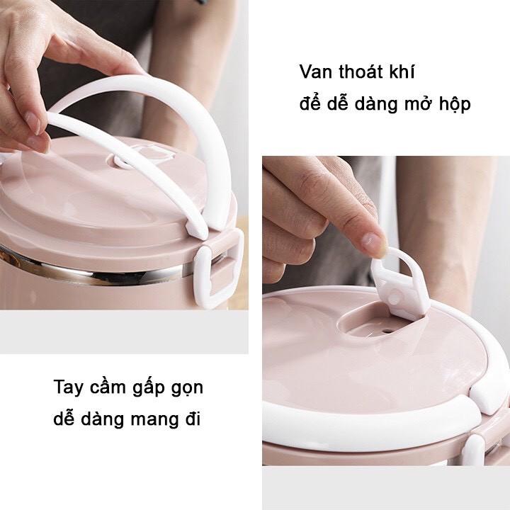 Cặp Lồng Cơm Nhựa Lúa Mạch Lõi Inox Giữ Nhiệt 4 Tầng (Tiện Lợi