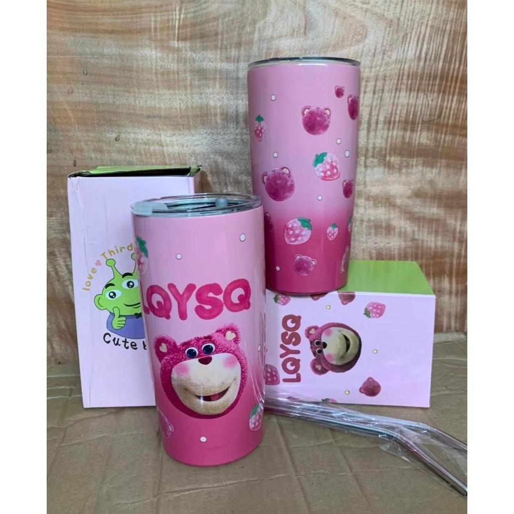 LY GIỮ NHIỆT NÓNG LẠNH HÌNH GẤU LOTSO ĐÁNG YÊU , MÀU ĐẸP MẮT KÈM ỐNG HÚT PHIÊN BẢN MỚI 600ML CHẤT LIỆU INOX 304