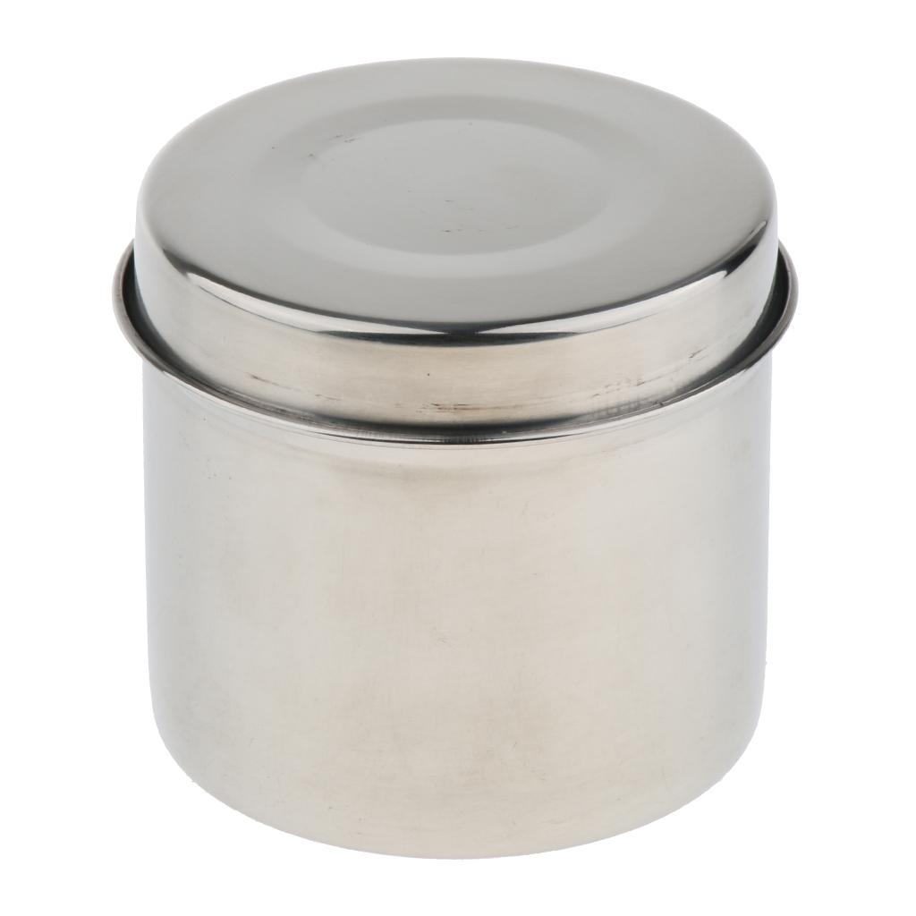 Premium Stainless Steel Cotton Medicine Disinfection Tank Alcohol Sterilizing Container Box Jar with Cap - Dia 8-12cm