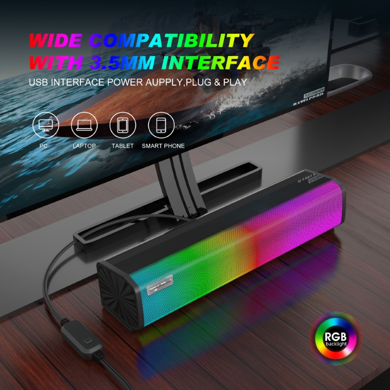 Loa vi tính Q9 Sound Bar HD Led RGB cho máy tính, laptop, điện thoại, máy tính bảng hàng nhập khẩu