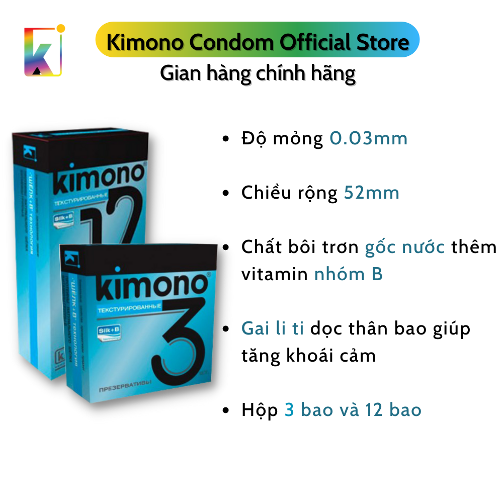 Combo Bao cao su Blue Siêu mỏng 0.03mm - Gai nổi - Hộp 12 bao và hộp 3 bao