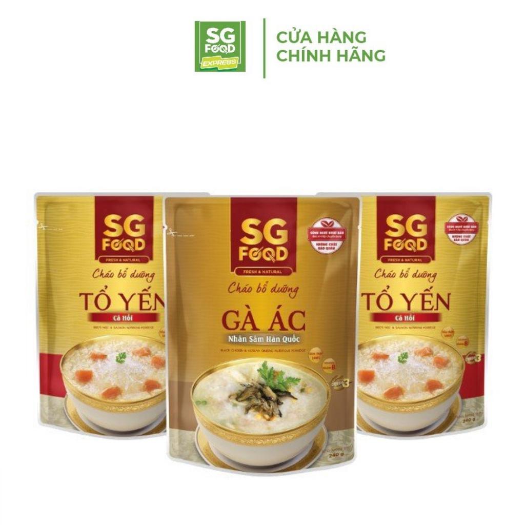 Combo 3 Cháo Bổ Dưỡng SG Food 240g (2 Tổ Yến Cá Hồi, 1 Gà Ác)