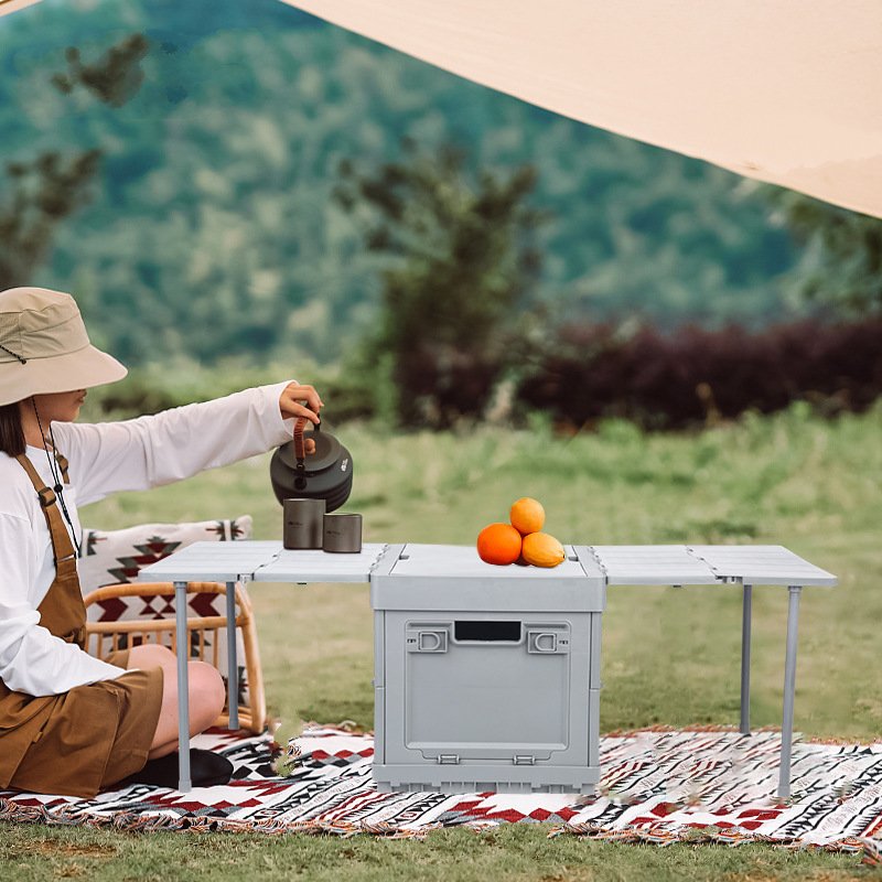 Hộp Đựng Đồ Xếp Gọn Cắm Trại Du Lịch Kiêm Bàn Ăn Camping Mini Table Box