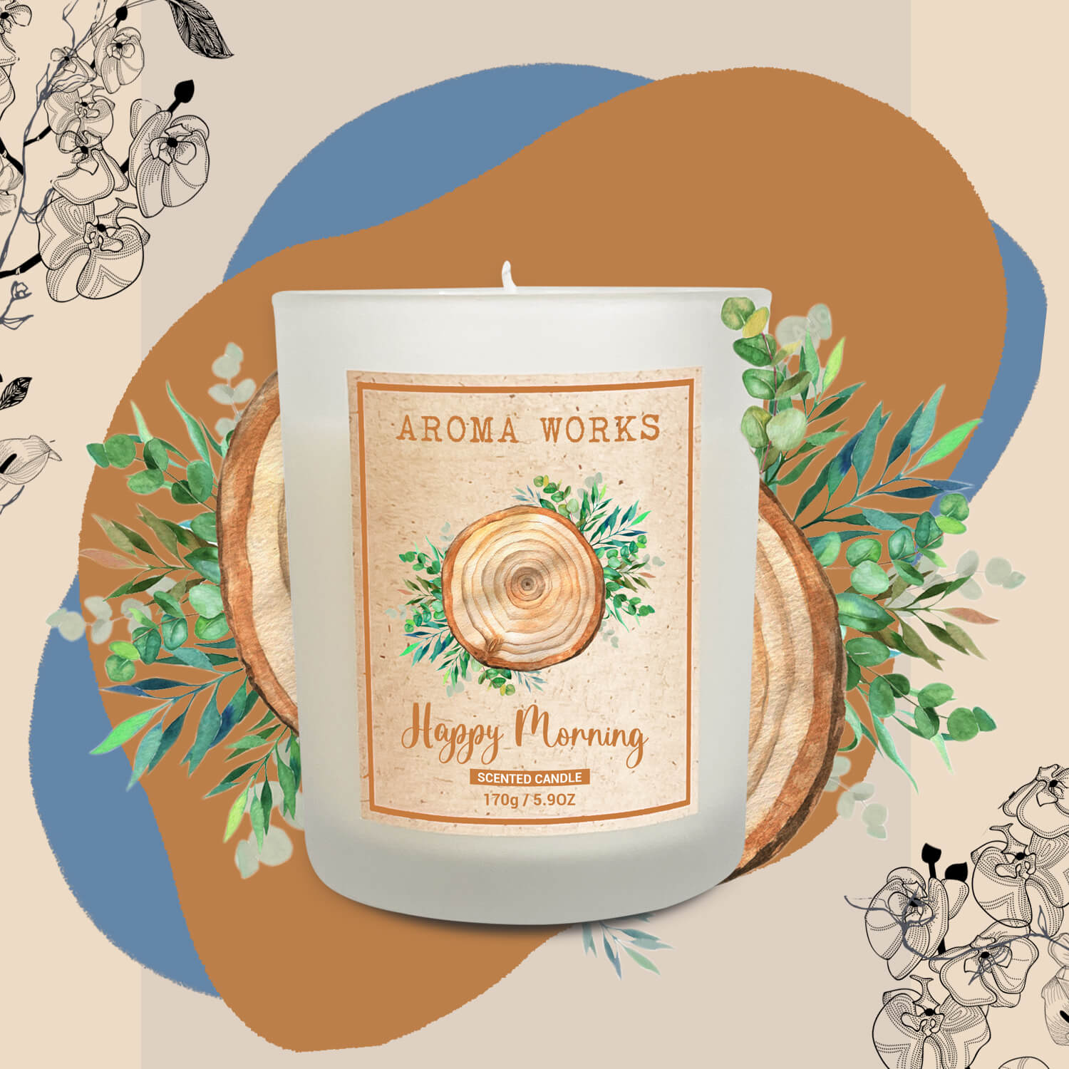 Nến Thơm Thiên Nhiên Aroma Works Natural Scented Candle - Happy Morning 170g