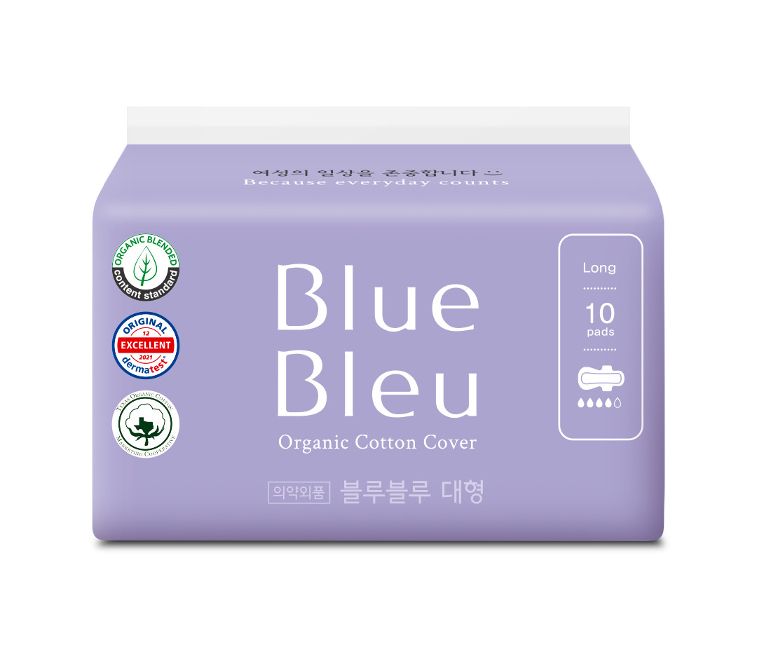 Băng Vệ Sinh Trong Chu Kỳ Blue Bleu Từ Sợi Bông Hữu Cơ Và Tinh Dầu Cây Bách Siêu Mỏng, Có Cánh