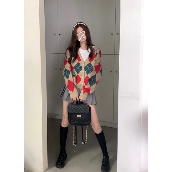 Áo Khoác Cardigan Len Nữ Hoạ Tiết Quả Trám Siêu Xinh