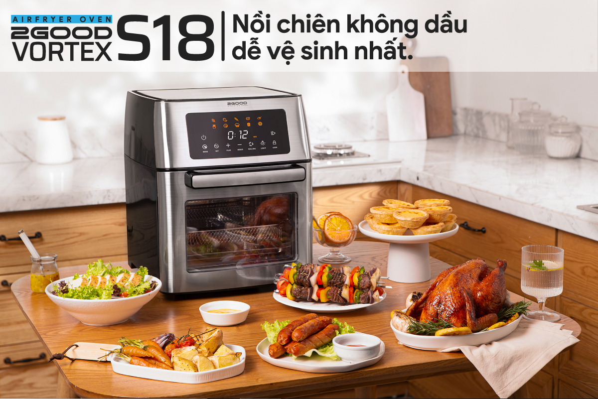 Lò Nướng Không Khí 2GOOD Vortex S-18 Air Fryer Oven (15 Lít) - Hàng Chính Hãng