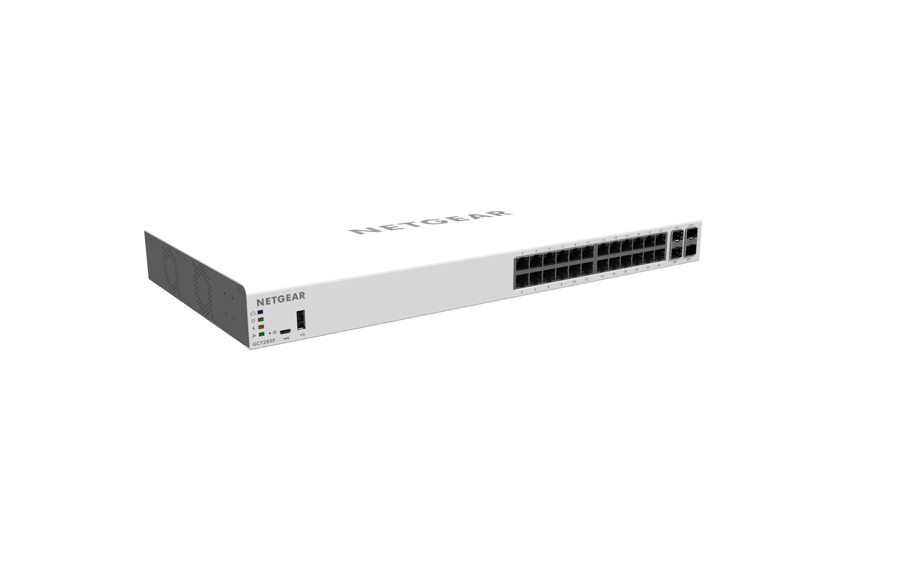 Bộ Chia Mạng Để Bàn/Gắn Rack 24 Cổng 10/100/1000M PoE+ Với 2 Cổng Quang 1G SFP Và 2 Cổng Quang 10G SFP+ Quản Trị Qua Cloud Insight Managed Gigabit Ethernet Smart Cloud Switch Netgear GC728XP- Hàng Chính Hãng