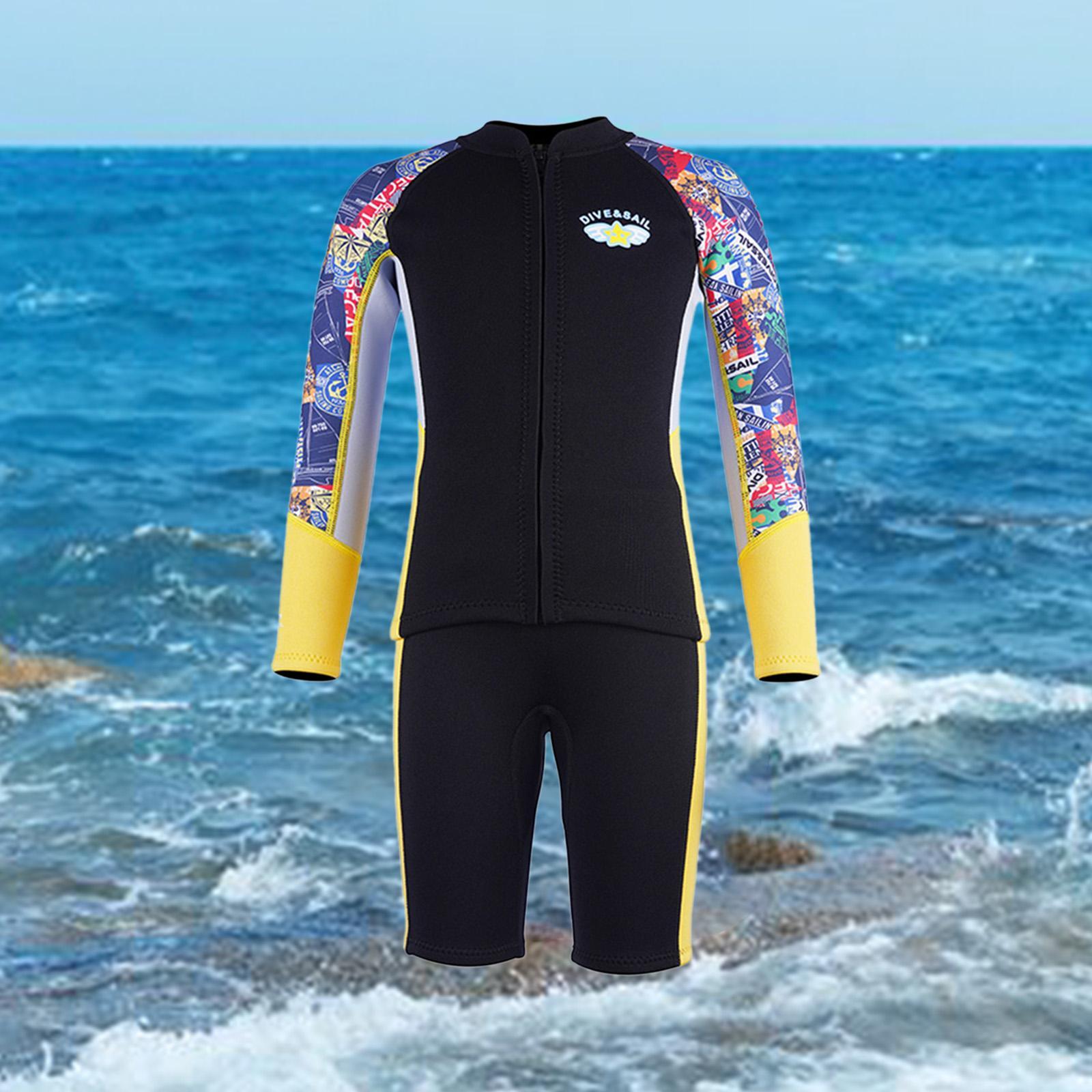 Split Wetsuit Kids Long Sleeve Wet Suit for Water Sports Canoeing Snorkeling
