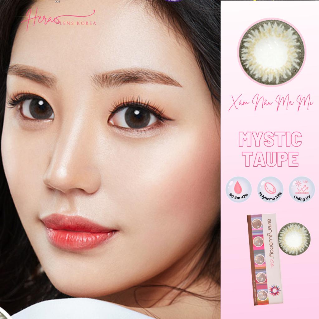 Kính Áp Tròng Hera Xám Nâu Ma Mị 0 - 7 Độ MYSTIC TAUPE Nhập Khẩu Hàn Quốc Lens Cận 1 Ngày (1 cặp)