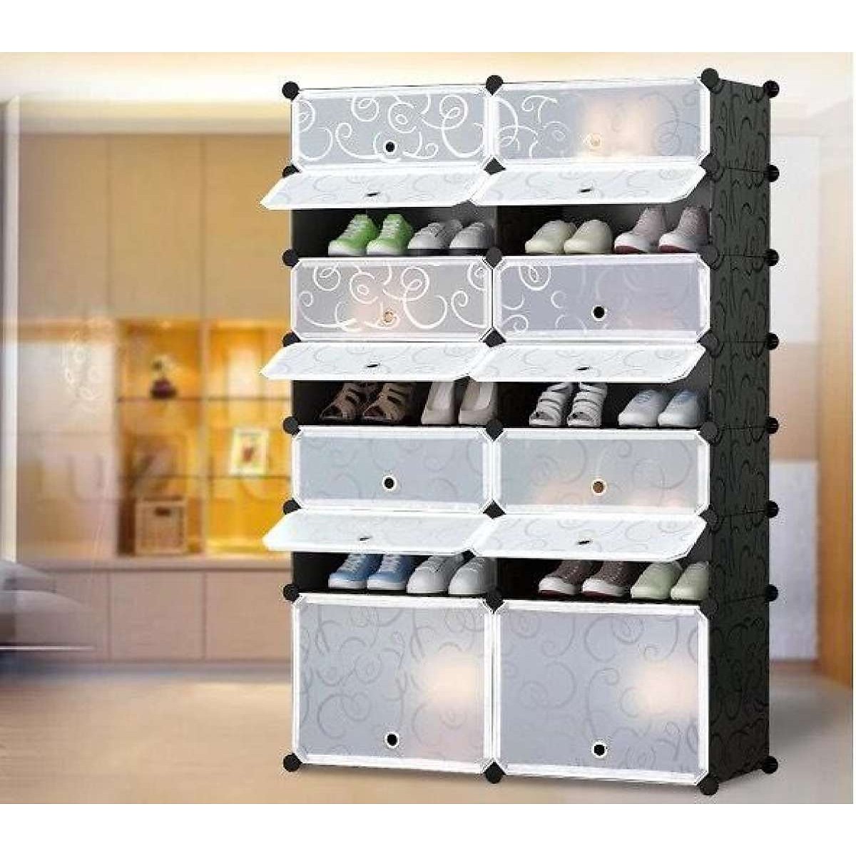 Tủ giày lắp ghép 14 ô kiểu 2x7