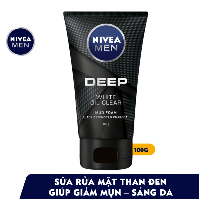 Sữa Rửa Mặt NIVEA MEN DEEP Than Đen Hoạt Tính Hút Nhờn Sáng Da - 84415