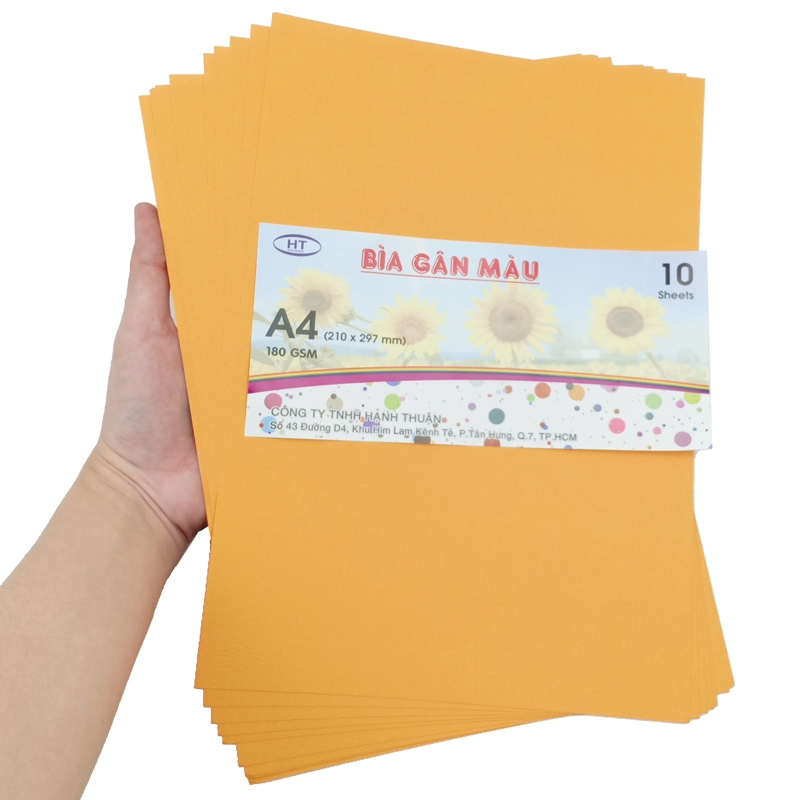 Bìa Gân A4 HT 180gsm - Cam Nhạt