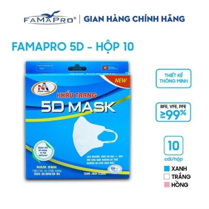 Set Khẩu Trang 5D Mask Nam Anh Famapro Quai Thun chính hãng
