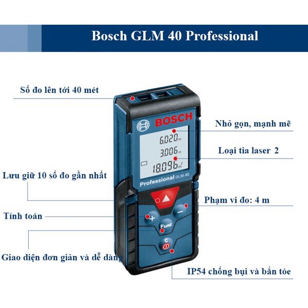 Máy Đo Khoảng Cách Laser Bosch GLM 40