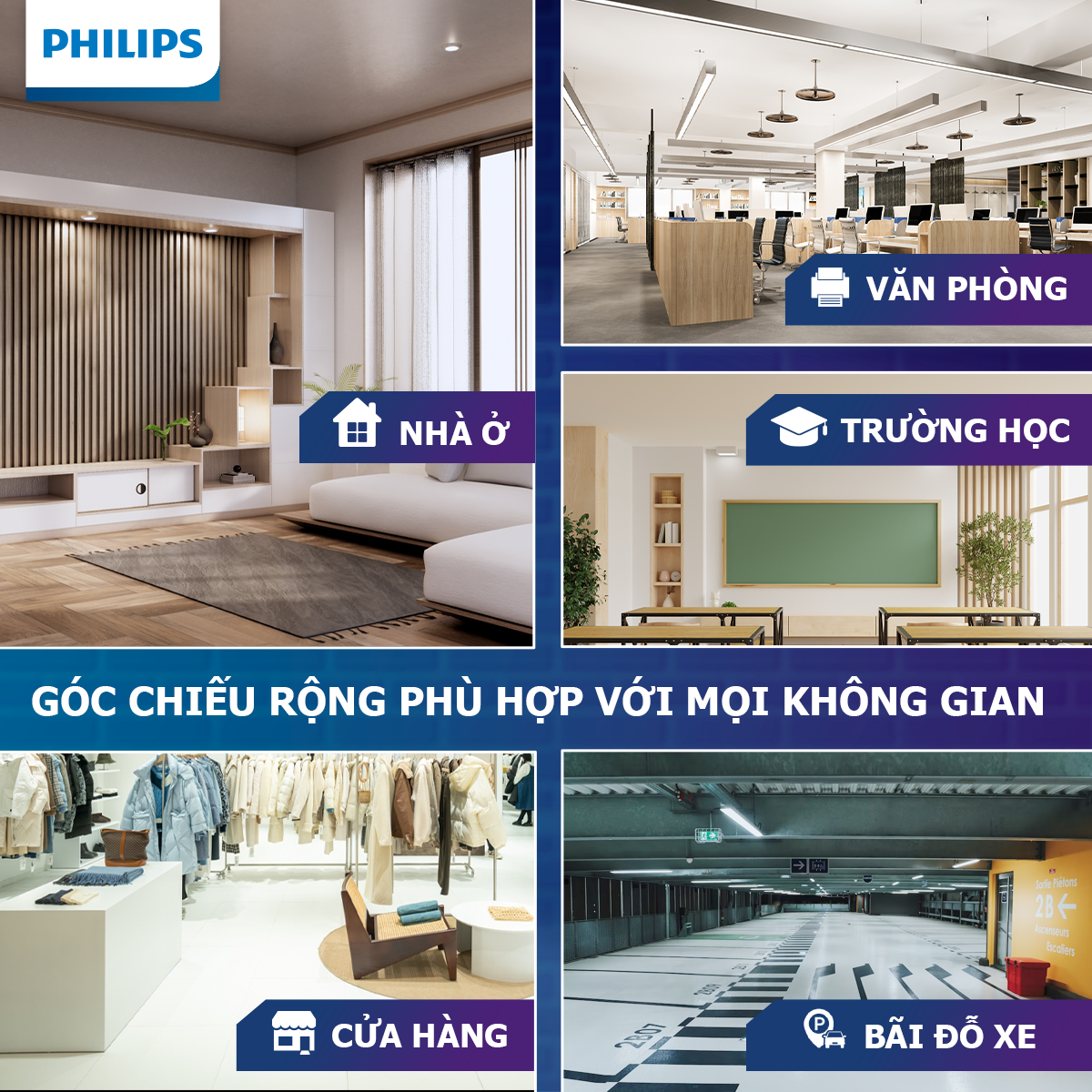 Đèn Bán Nguyệt Philips LED góc chiếu rộng 20W/ 40W